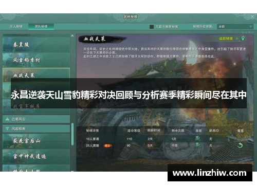 永昌逆袭天山雪豹精彩对决回顾与分析赛季精彩瞬间尽在其中